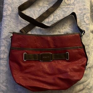 Rosetti Burgundy and Brown Crossbody Bag